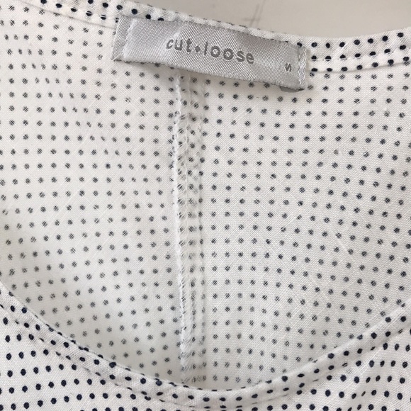 Cut Loose size Small linen sleeveless dress. Tiny black polka dots on white. EUC - Picture 2 of 8